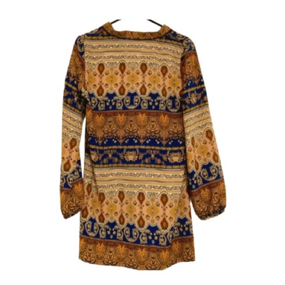Paper Crane Medallion Print Long Sleeve V-Cut Neckline Tunic - Size M - Picture 3 of 6
